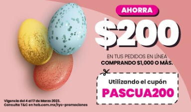 Ahorra $200 en compras desde $1,000 con este cupón HEB Ahorra $200 en compras desde $1,000 con este cupón HEB