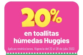 Cupón Soriana: 20% de descuento en toallitas húmedas Huggies
