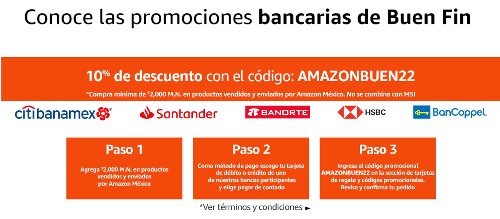 Cupón Amazon Buen Fin 2022: 10% de descuento en compras superiores a $2,000