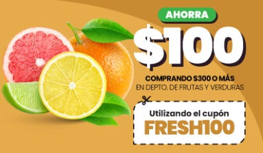 Cupón HEB: $100 de descuento en compras desde $300 en Frutas y Verduras