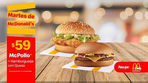 McPollo + Hamburguesa con Queso a $59 en este Martes de McDonald’s