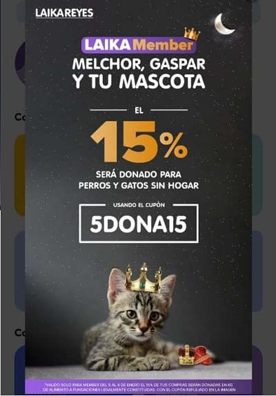 Cupón Laika: dona el 15% de tu compra para perros y gatos sin hogar
