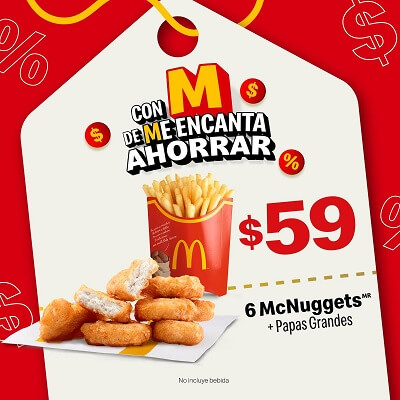 6 McNuggets + Papas Grandes a $59 en McDonald’s