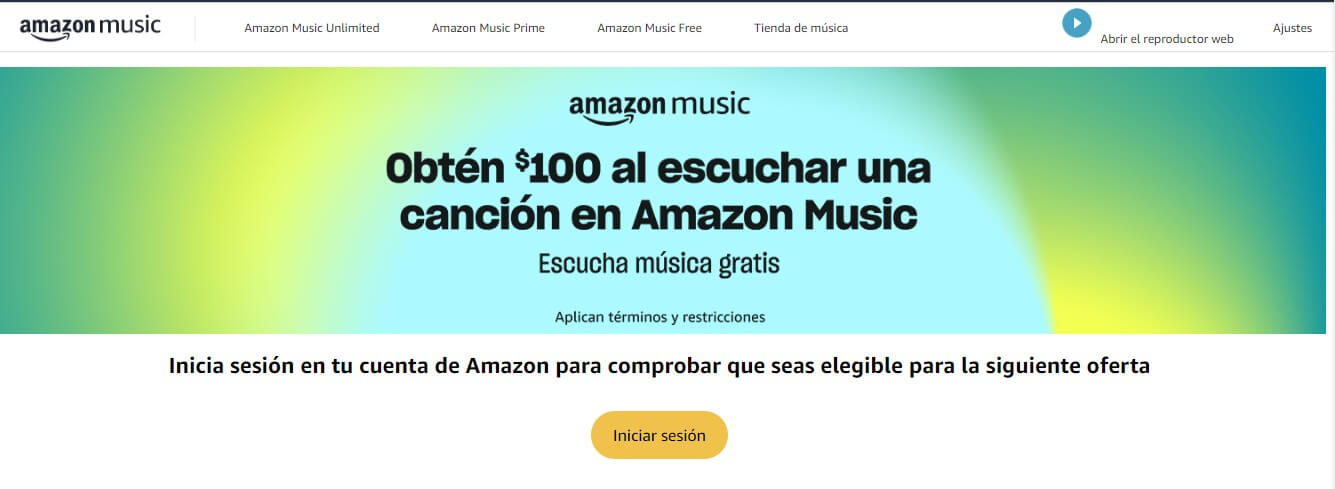 Promoción Amazon Music: Recibe $100 pesos por escuchar una canción