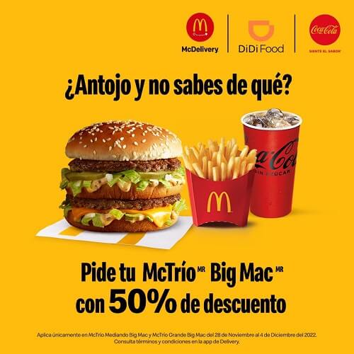 Oferta McDonald’s: 50% de descuento en tu McTrío Big Mac al ordenar por DiDi Food