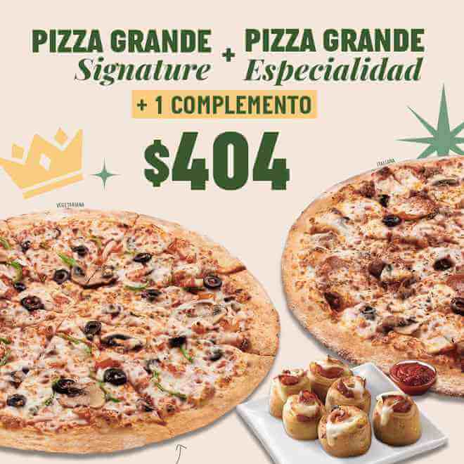 Promoción Papa John's: 2 pizzas masa New York grandes + 1 complemento por solo $404