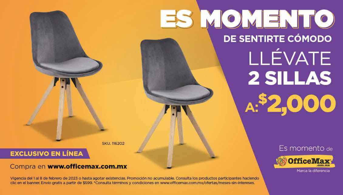 2 sillas de visita Actona Berit Gris por $2,000 por promoción OfficeMax
