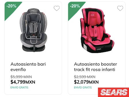 Hasta 20% menos en Sillas de coche para bebé con las ofertas Sears