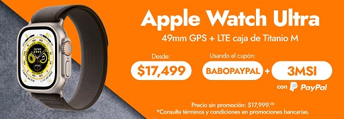 Apple Watch Ultra 49mm GPS + LTE caja de Titanio M a $17,499 en Doto