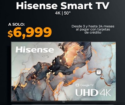 Hisense Smart TV 4K UHD Google TV A6H 50" a $6,999 en Doto Hisense Smart TV 4K UHD Google TV A6H 50" a $6,999 en Doto