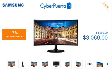 Ahorra $220 + $100 Off en la compra de monitor Curvo Samsung de 23.5’’ en Cyberpuerta