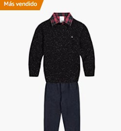 Oferta en conjunto para niños de 3 piezas con suéter, camisa y pantalón de la marca Calvin Klein