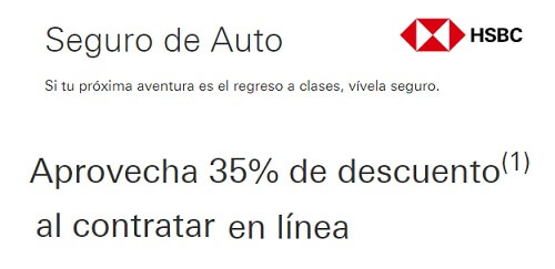 35% OFF al contratar tu Seguro de Auto en Línea con HSBC