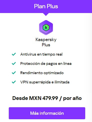 Kaspersky Plus Antivirus + VPN a $335 por 1 año con este cupón