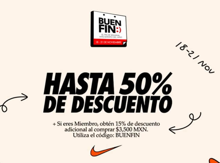 Buen Fin 2022: Descuentos Nike de hasta 50% + cupón de 15% EXTRA