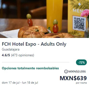 Oferta Expedia: reserva noche de hotel por menos de $799