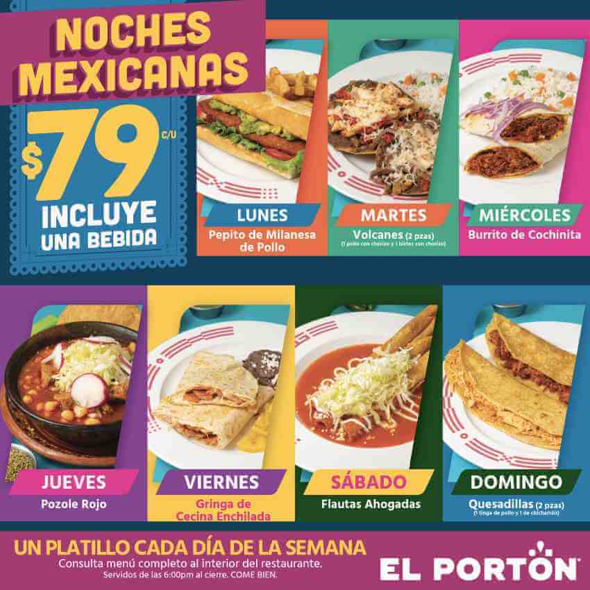 Promoción El Portón: Cenas Mexicanas por $79