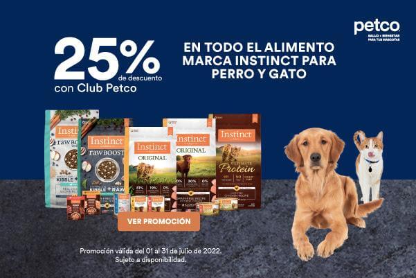 Oferta Petco: 25% OFF con Club Petco en alimentos Instict