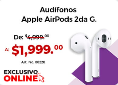 Apple AirPods 2da generación con 60% Off a $1,999 en Office Depot
