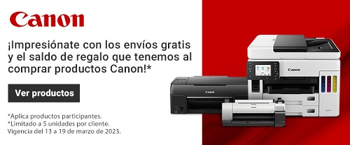 Hasta 15% de descuento + hasta $200 en saldo de REGALO + envío gratis en impresoras Canon en Cyberpuerta