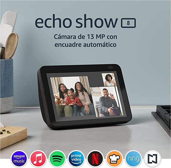 Oferta Amazon Prime Day 2022: Echo Show 8 (2da generación, edición 2021) - Pantalla inteligente HD con Alexa y cámara de 13 MP - Negro