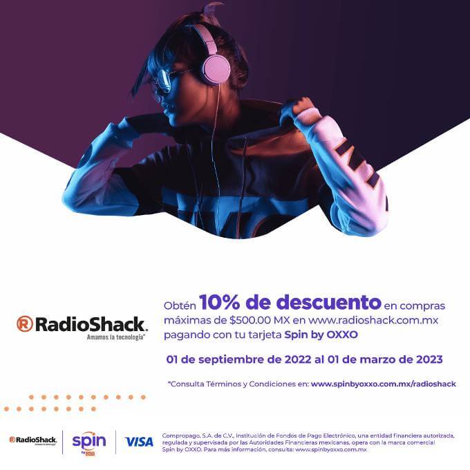 10% de descuento en RadioShack pagando con Spin by OXXO
