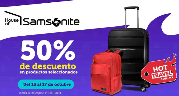 Hasta 50% de descuento en equipaje y mochilas en Samsonite para este Hot Travel