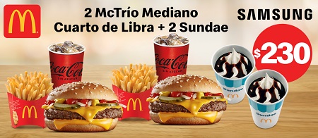 Oferta McDonalds: 2 McTríos medianos y 2 Sundae por $230