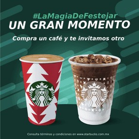 2x1 en bebidas seleccionadas el 22, 26 y 30 de noviembre en Starbucks 2x1 en bebidas seleccionadas el 22, 26 y 30 de noviembre en Starbucks
