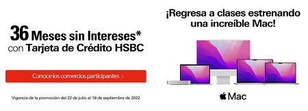 Promoción HSBC: hasta 36 MSI al comprar cualquier producto Apple