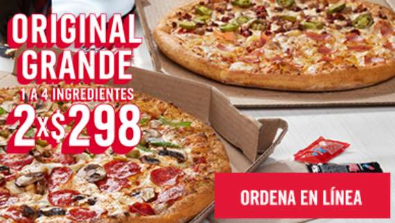 Oferta Domino's Pizza: 2x$298 Pizzas grandes con hasta con 4 ingredientes