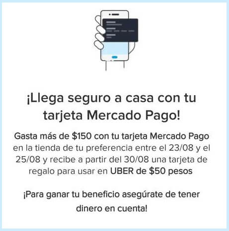 Gana una tarjeta Uber de $50 al pagar $150 con Mercado Pago Wallet