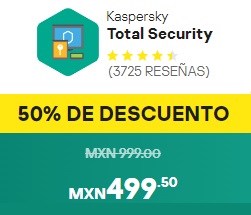 Oferta Kaspersky: 50% OFF en Kaspersky Total Security