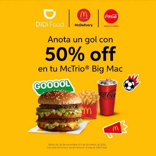 Promoción DiDi Food: 50% Off en McTrío Big Mac de McDonald’s