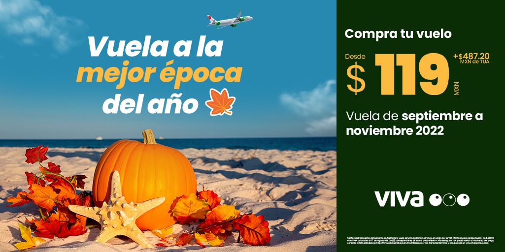 Ofertas Viva Aerobus en vuelos de septiembre a noviembre desde $119 + TUA