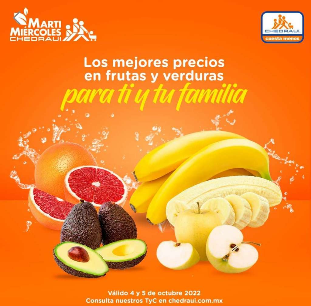 Ofertas Chedraui Martimiércoles frutas y verduras 11 y 12 de octubre 2022