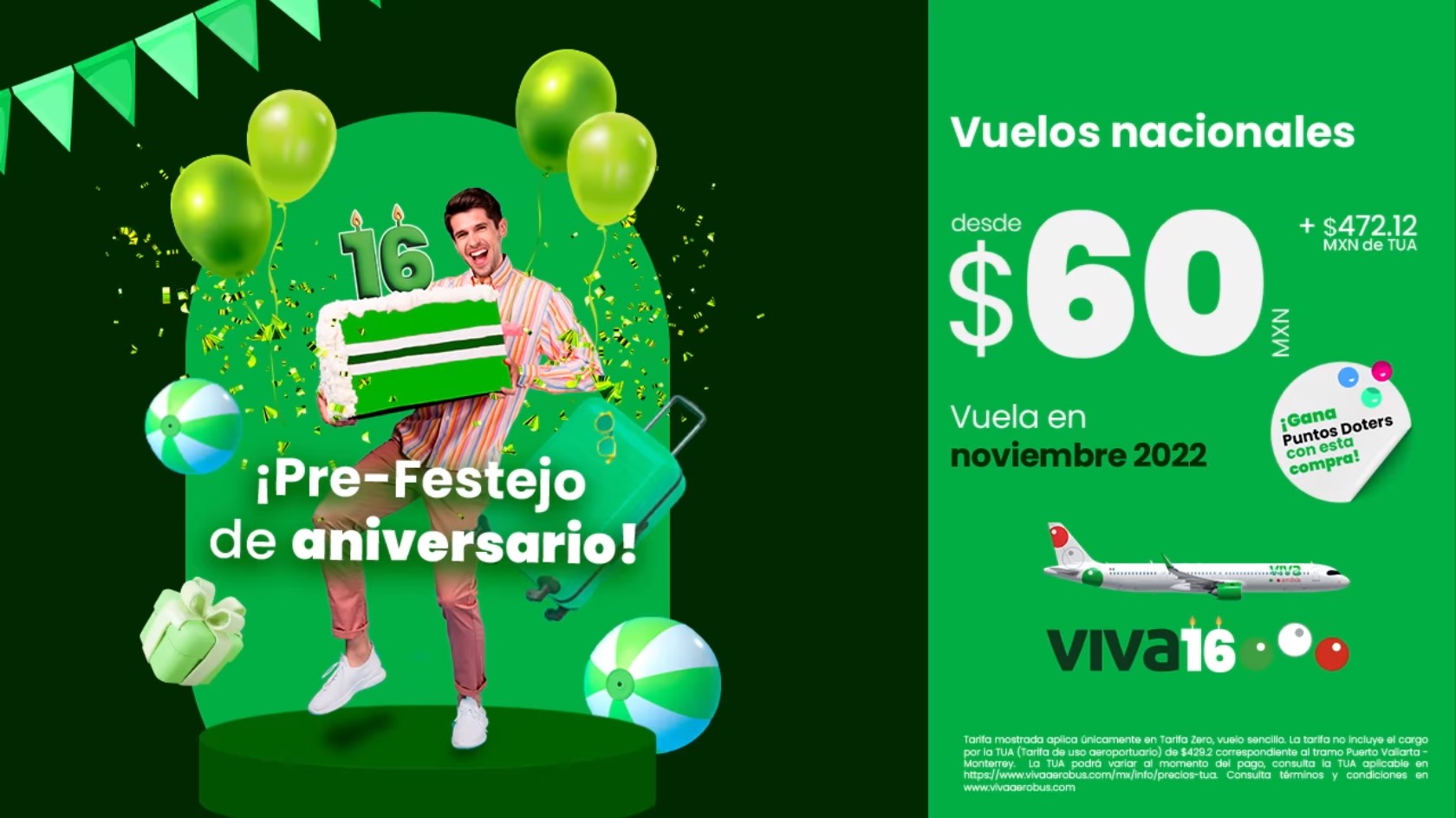 Promoción  Viva Aerobus Pre-Festejo de Aniversario: Vuelos desde $60 + TUA