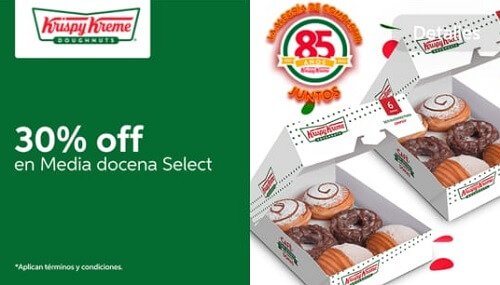 30% de descuento en Media Docena Select Krispy Kreme ordenando desde DiDi Food