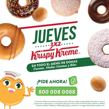 Promoción Krispy Kreme: jueves de 3×2 en todo el menú de donas