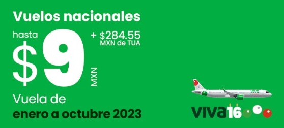 Promoción Viva Aerobus vuelos desde $9 + TUA para volar en 2023