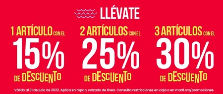 Promoción Martí: 1x15% OFF, 2x25% OFF y 3x30% OFF en productos seleccionados