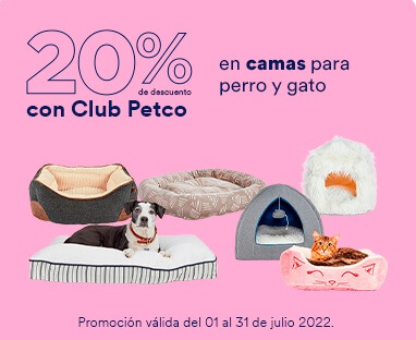Promoción Petco: 20% OFF en camas para perro y gato con Club Petco