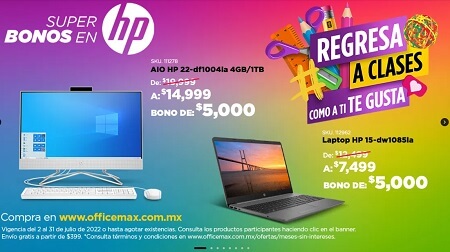 Oferta Office Max: hasta 40% OFF + envío gratis en laptops y all in one HP