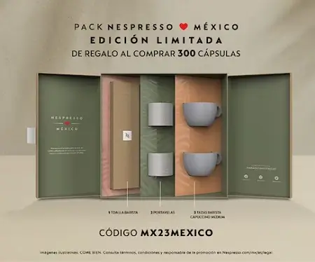Pack Nespresso Ama México de REGALO al comprar 300 capsulas con código Nespresso