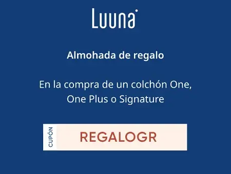 Cupón Luuna: almohada gratis al comprar colchón One, One Plus o Signature