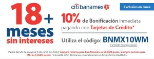 Cupón Walmart Hot Sale 2023: 10% de bonificación con tarjeta de crédito Citibanamex