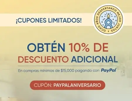 Código del 10% de descuento adicional en Luuna en compras desde $15,000 con PayPal