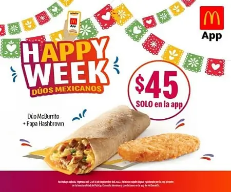Dúos Mexicanos desde $45 con los cuponesMcDonald’s Happy Week
