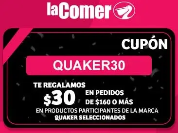 Cupón de $30 de regalo en pedidos de $160 o más en productos Quaker