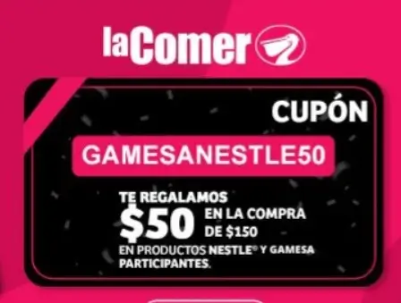 Cupón de $50 Off en La Comer en compras desde $150 en productos Nestlé y Gamesa